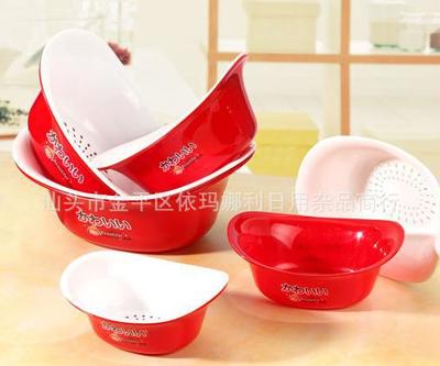 五件套塑料雙層水果糖果盆果盤碗元寶餐具套裝 實(shí)用與喜慶的完美結(jié)合